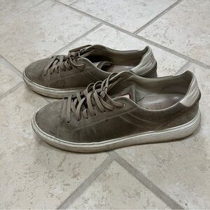 Brunello Cucinelli Olive Suede Low-Top Sneakers with Cream Heel
